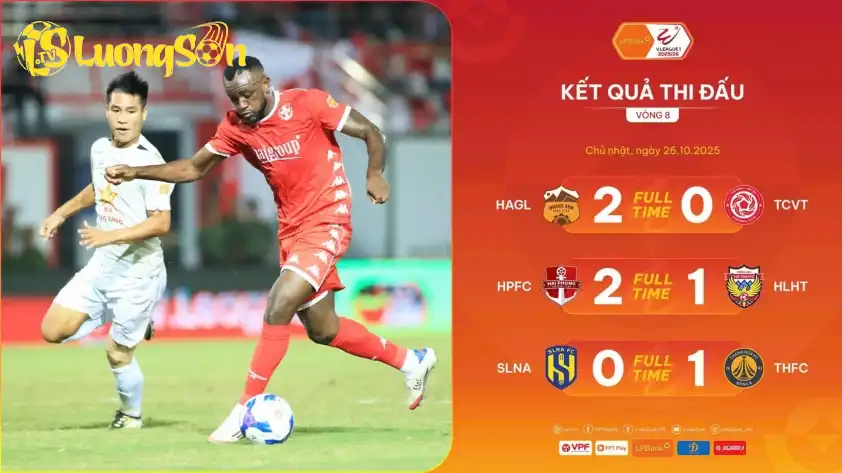 Kết quả 3 trận đấu ở ngày 26/10 - vòng 8 V-League 2025/2026